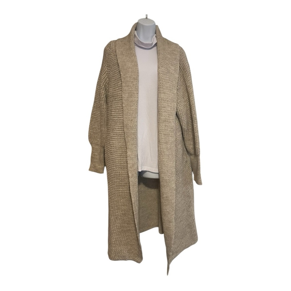 Dimensione Maglia Womens Size L Oatmeal Knot Long Sleeve Cardigan Duster